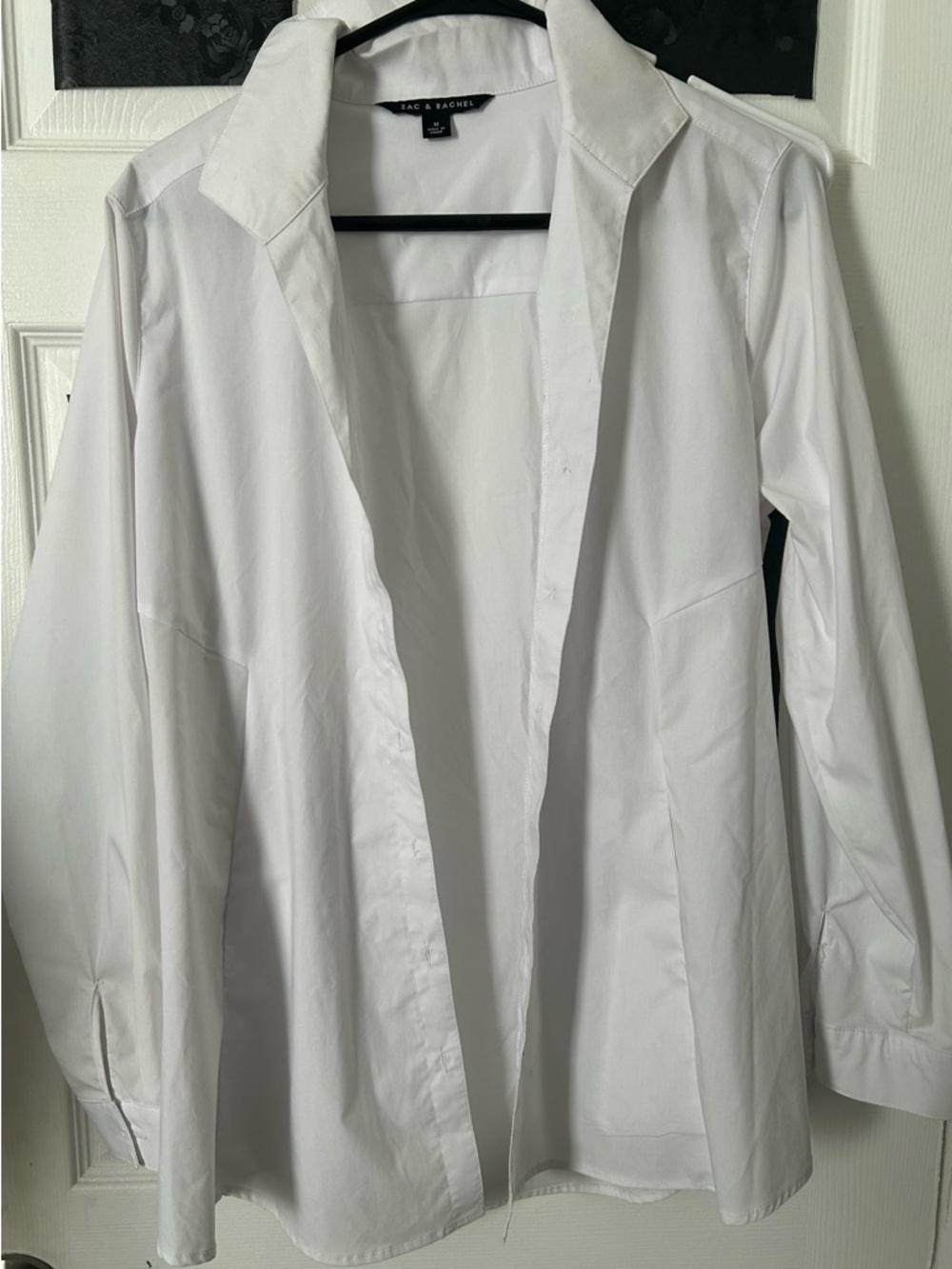 Zac & Rachel White Button-Up V neck Blouse